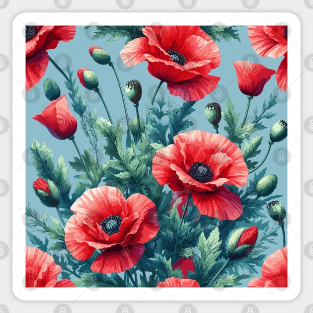 Red Poppy Flower Sticker by Jenni Arts